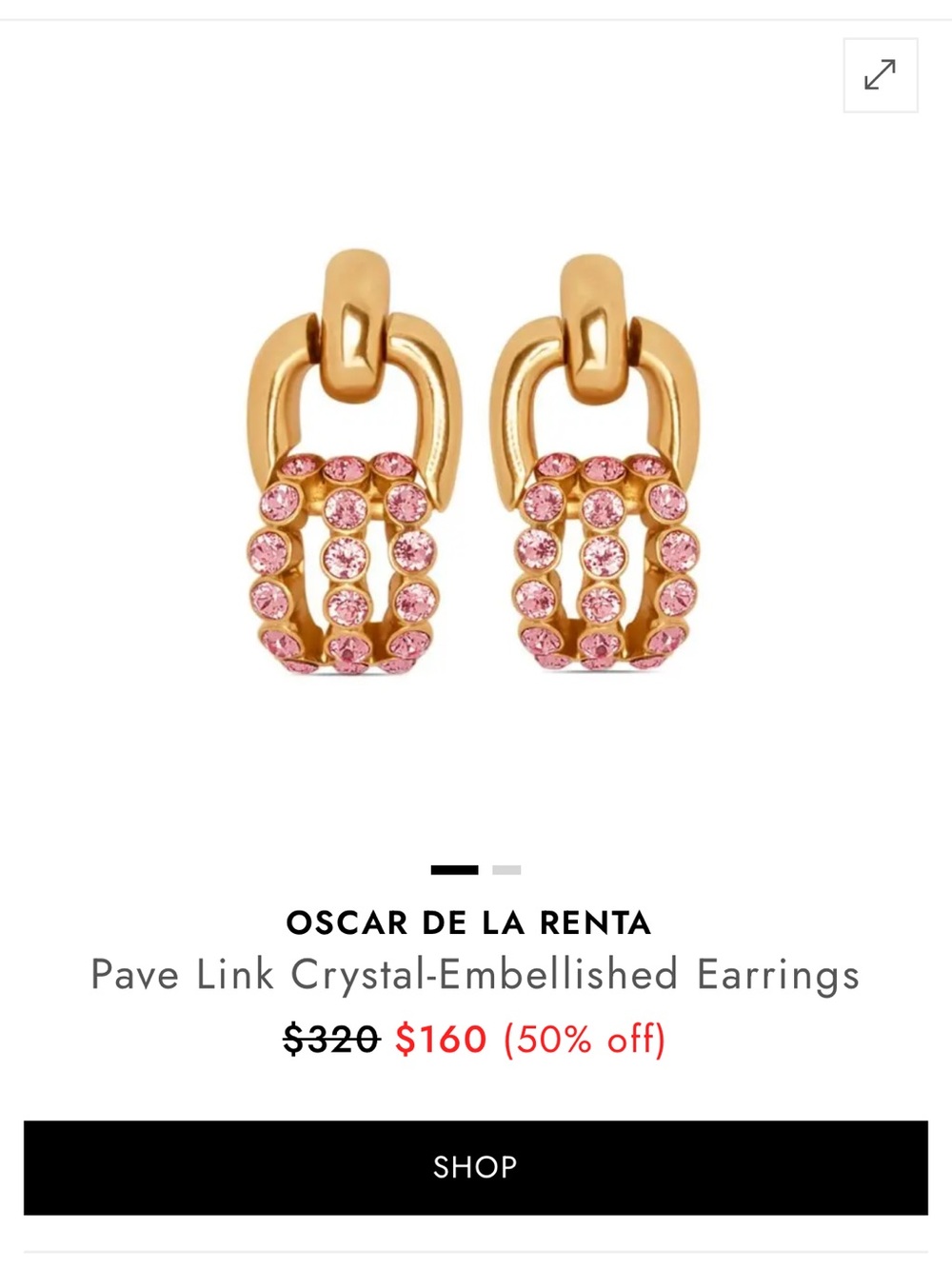 Oscar de la Renta Gold-Tone Earrings with Pink Crystal Links